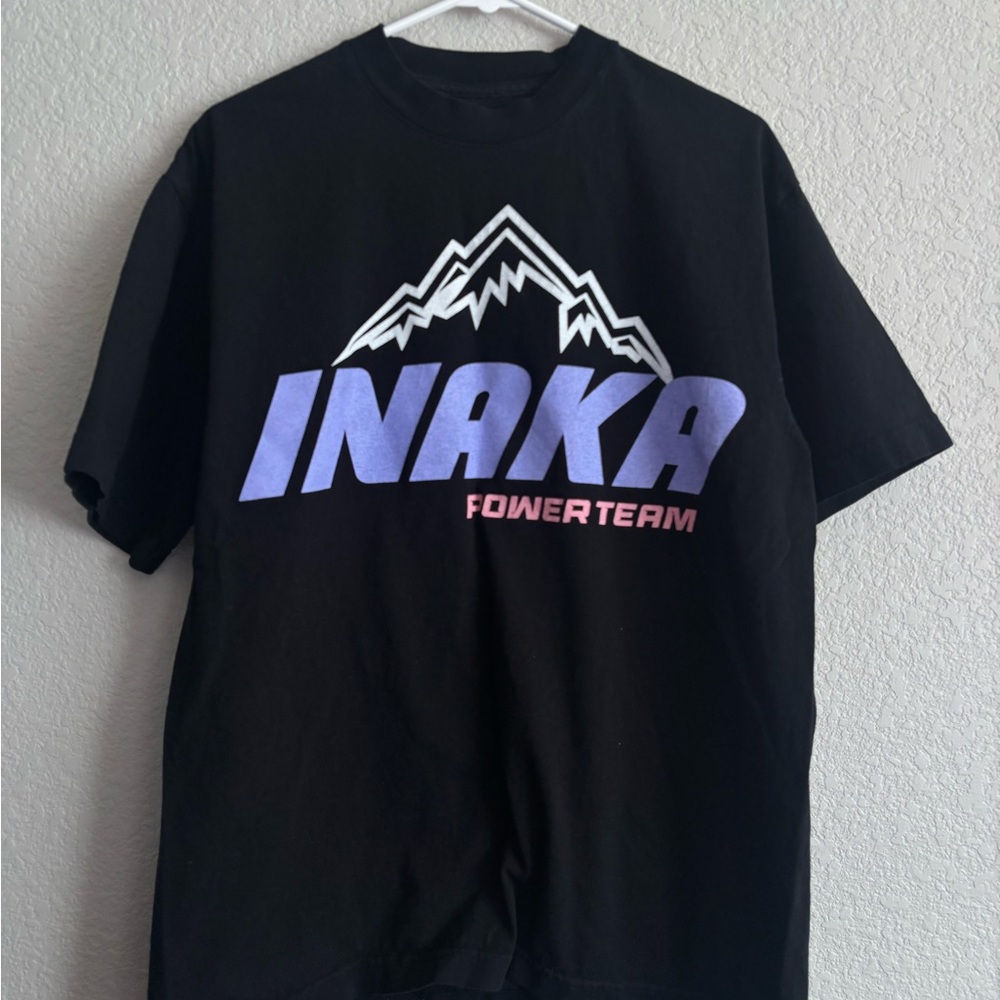 Inaka Power Black Tee with Purple and Pink Logo